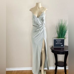 ASOS EDITION | Sage Satin Cami Maxi Slit Dress Sz 6